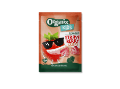 Bag of Organix Kids Strawberry crisps.