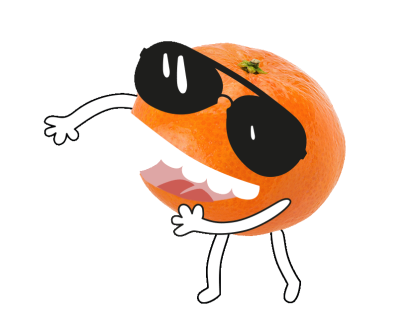 Mandarine with arms and legs.