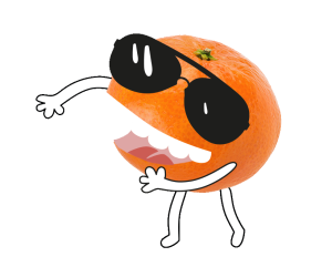 Mandarine with arms and legs.